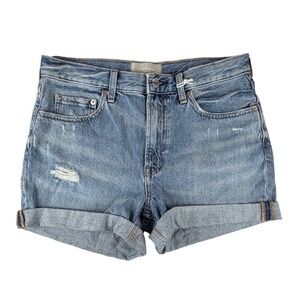 Everlane Denim Shorts Women 27 Blue Organic Cotton Distressed Cuffed Casual